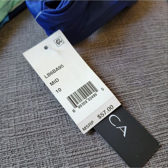 La Blanca Blue Women's Shirred waistband mid-rise swim bottoms sz 10 - Picture 6 of 7